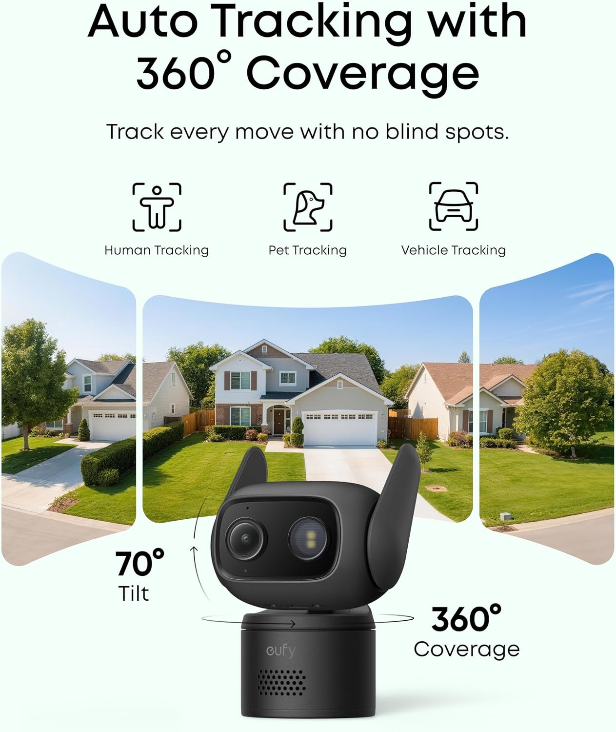 image:imageeufy Security IndoorOutdoor Camera C31 IP66 SpotlightFree Color Night Vision360 Pan ampTilt AutoTrackingAI HumanVehiclePetCry Detection 247 RecordingDual External AntennasNo SubscriptionBlack