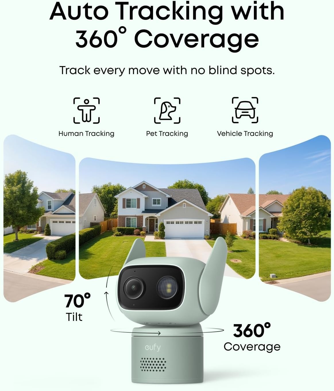 image:imageeufy Security IndoorOutdoor Camera C31 IP66 SpotlightFree Color Night Vision360 Pan ampTilt AutoTrackingAI HumanVehiclePetCry Detection 247 RecordingDual External AntennasNo SubscriptionGreen