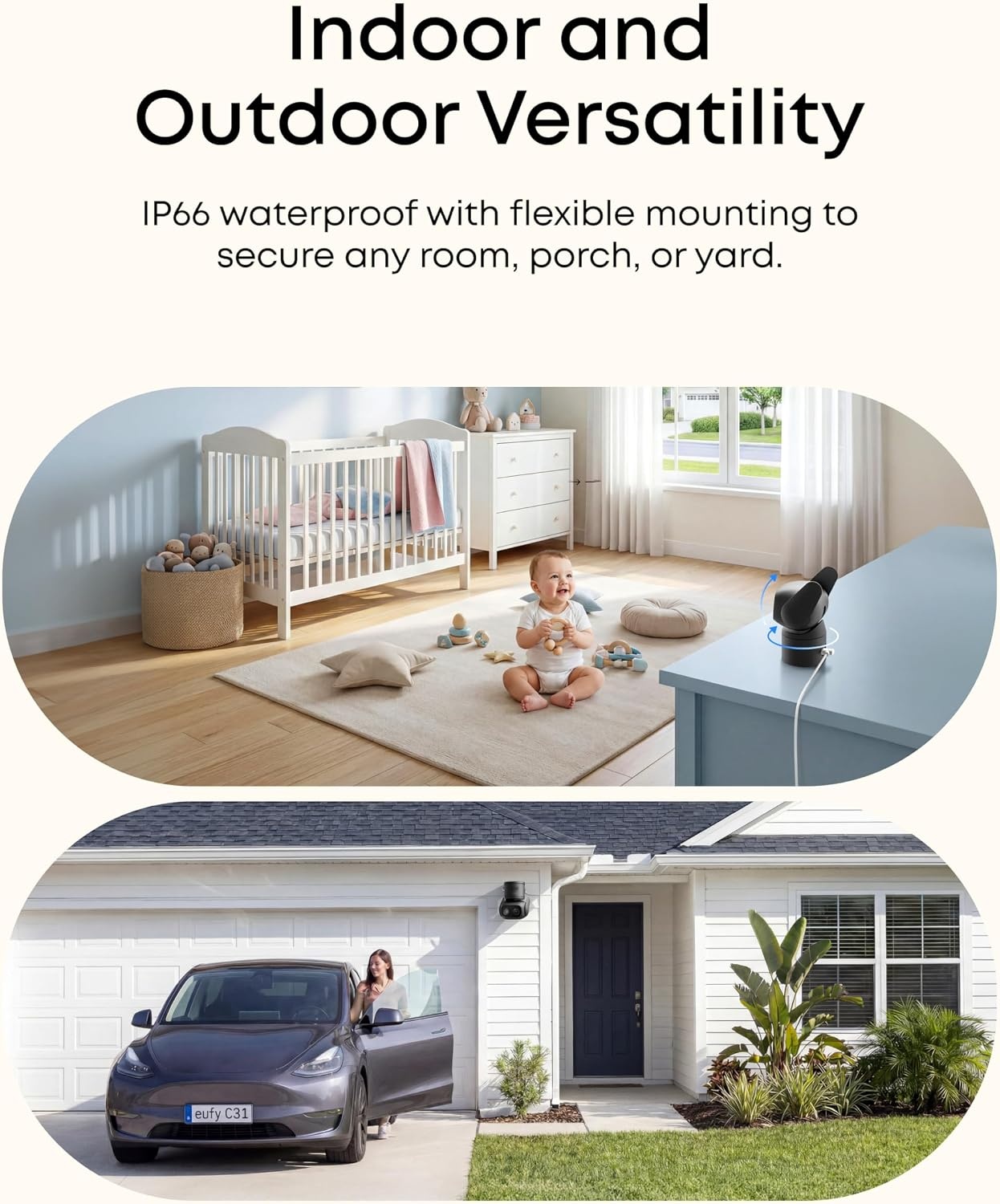 image:imageeufy Security IndoorOutdoor Camera C31 IP66 SpotlightFree Color Night Vision360 Pan ampTilt AutoTrackingAI HumanVehiclePetCry Detection 247 RecordingDual External AntennasNo SubscriptionBlack