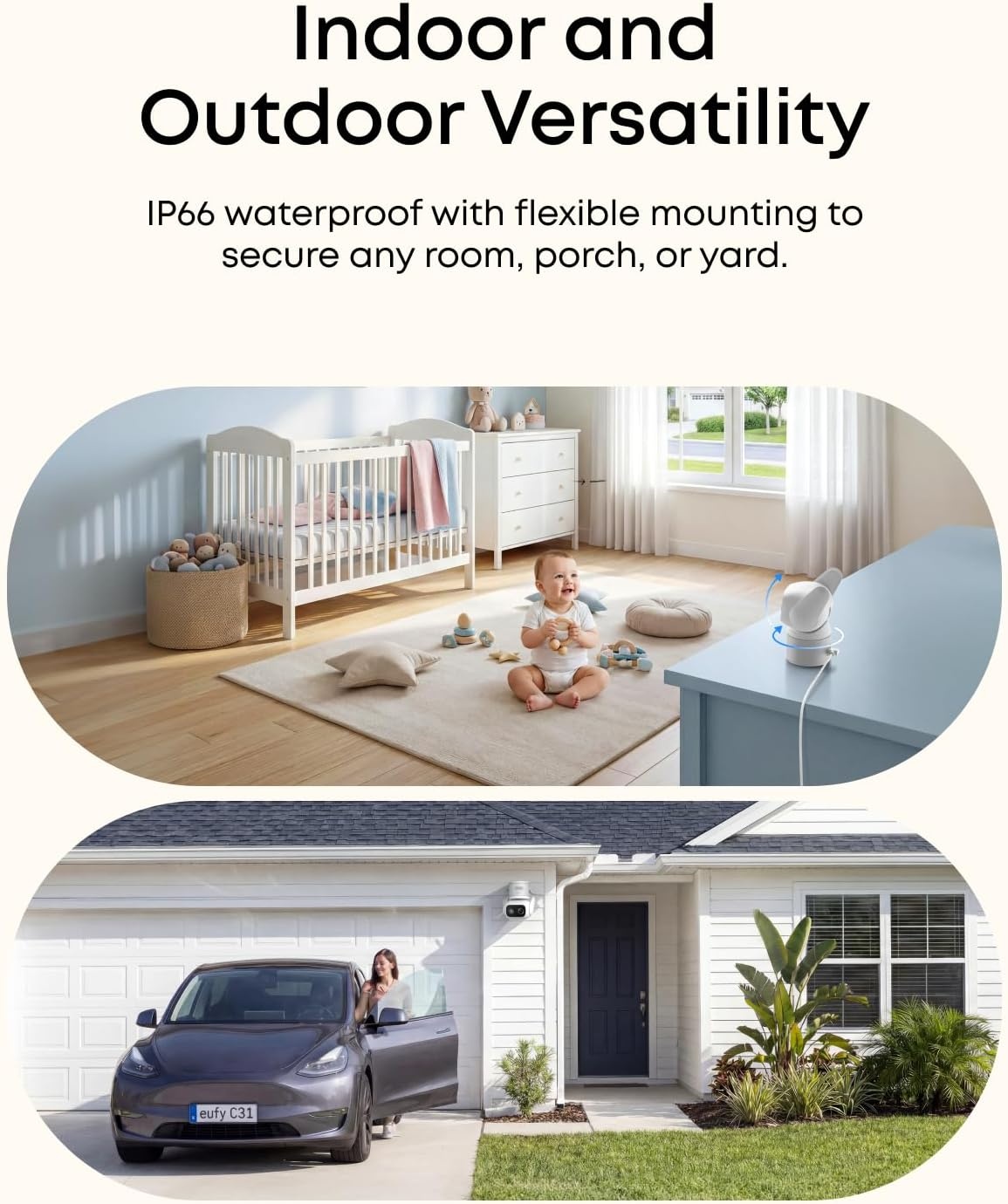 image:imageeufy Security IndoorOutdoor Camera C31 IP66 SpotlightFree Color Night Vision360 Pan ampTilt AutoTrackingAI HumanVehiclePetCry Detection 247 RecordingDual External AntennasNo Subscriptionwhite