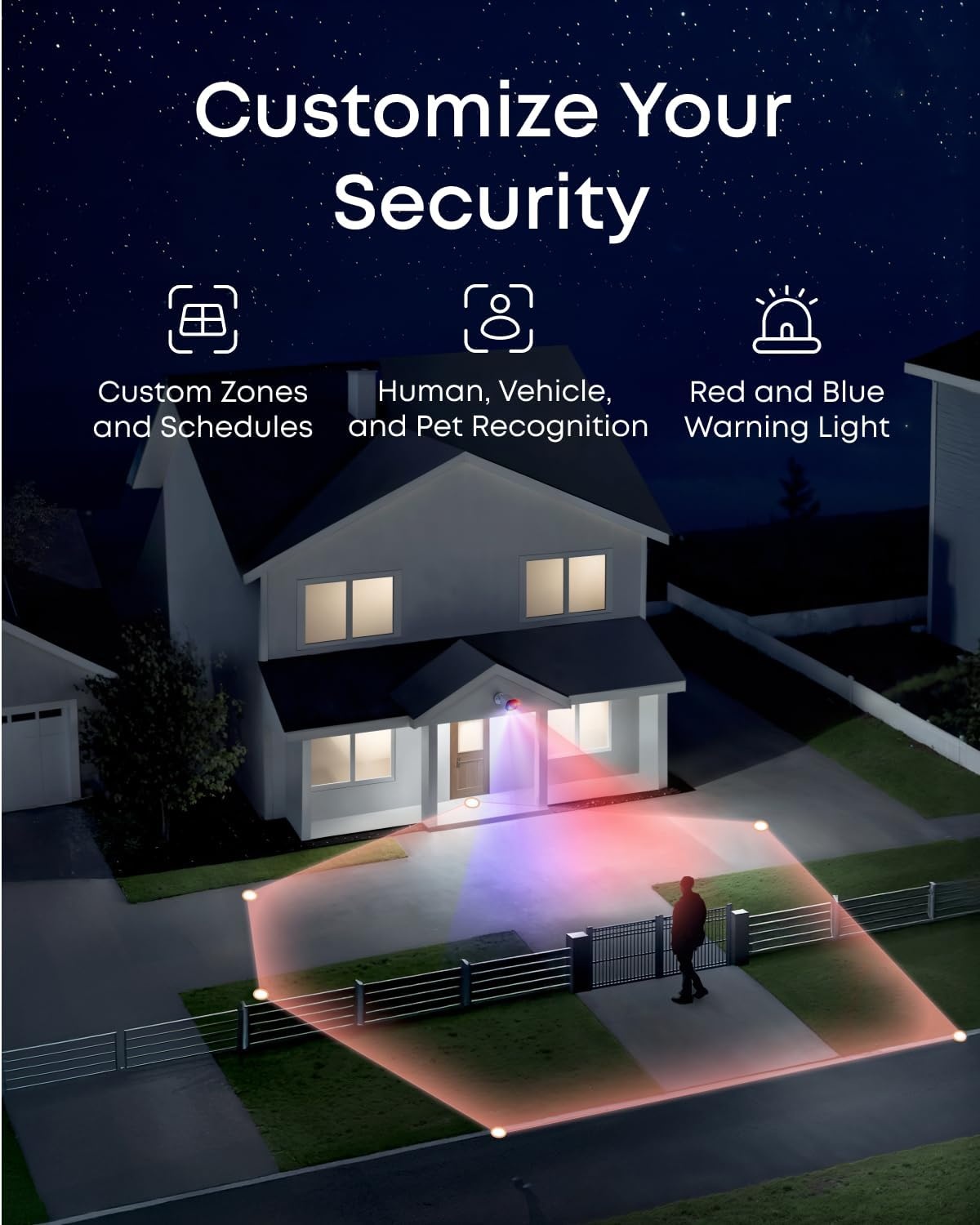 image:imageeufy Security PoE NVR Security System E40247 RecordingUp to 16CH 2TB HDD 8 4K Bullet Cams Wired Outdoor Cam 4K UHD 122 FOV Color Night VisionAI Detection Red and Blue Strobe8 Bullet Cams