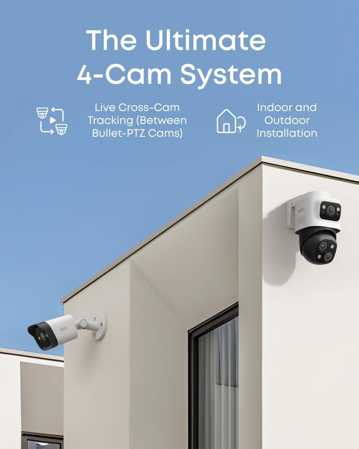 image:imageeufy Security PoE NVR Security System E40247 RecordingUp to 16CH 2TB HDD 8 4K Bullet Cams Wired Outdoor Cam 4K UHD 122 FOV Color Night VisionAI Detection Red and Blue Strobe2BulletPTZ2Bullet Cams