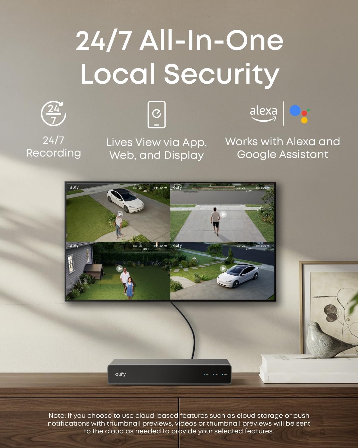image:imageeufy Security PoE NVR Security System E40247 RecordingUp to 16CH 2TB HDD 8 4K Bullet Cams Wired Outdoor Cam 4K UHD 122 FOV Color Night VisionAI Detection Red and Blue Strobe4 Turret Cams