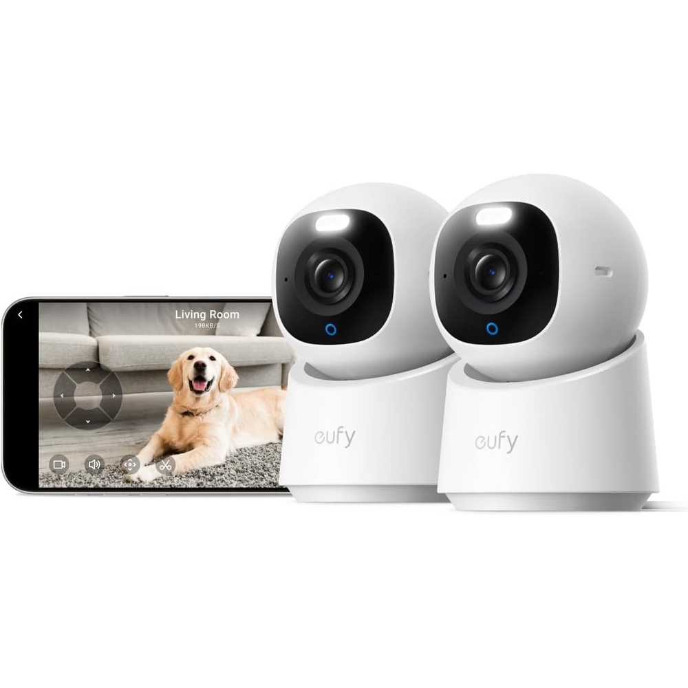 image:imageeufy Security 4K Indoor Camera E30No SubscriptionWork as Pet CameraNannyBaby MonitorPanampTiltAI Auto TrackingAI Detection247 RecordingColor Night VisionTwoWay AudioWorks with HomeKit2Pack White
