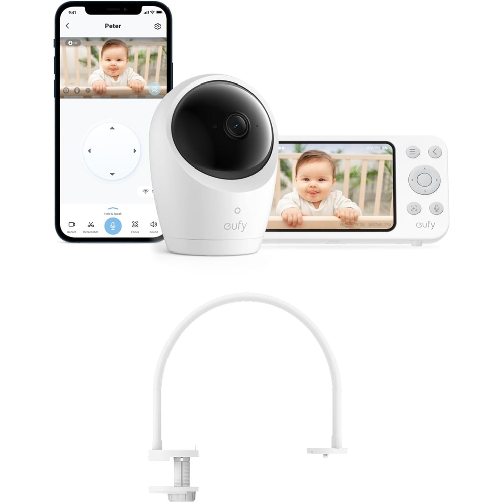image:imageeufy Security Baby Monitor E20 with 2K HD Camera amp Crib Mount 5 720p Display Hybrid WiFi amp No WiFi Connection PanTilt 4X Zoom Portable Camera with Builtin Battery