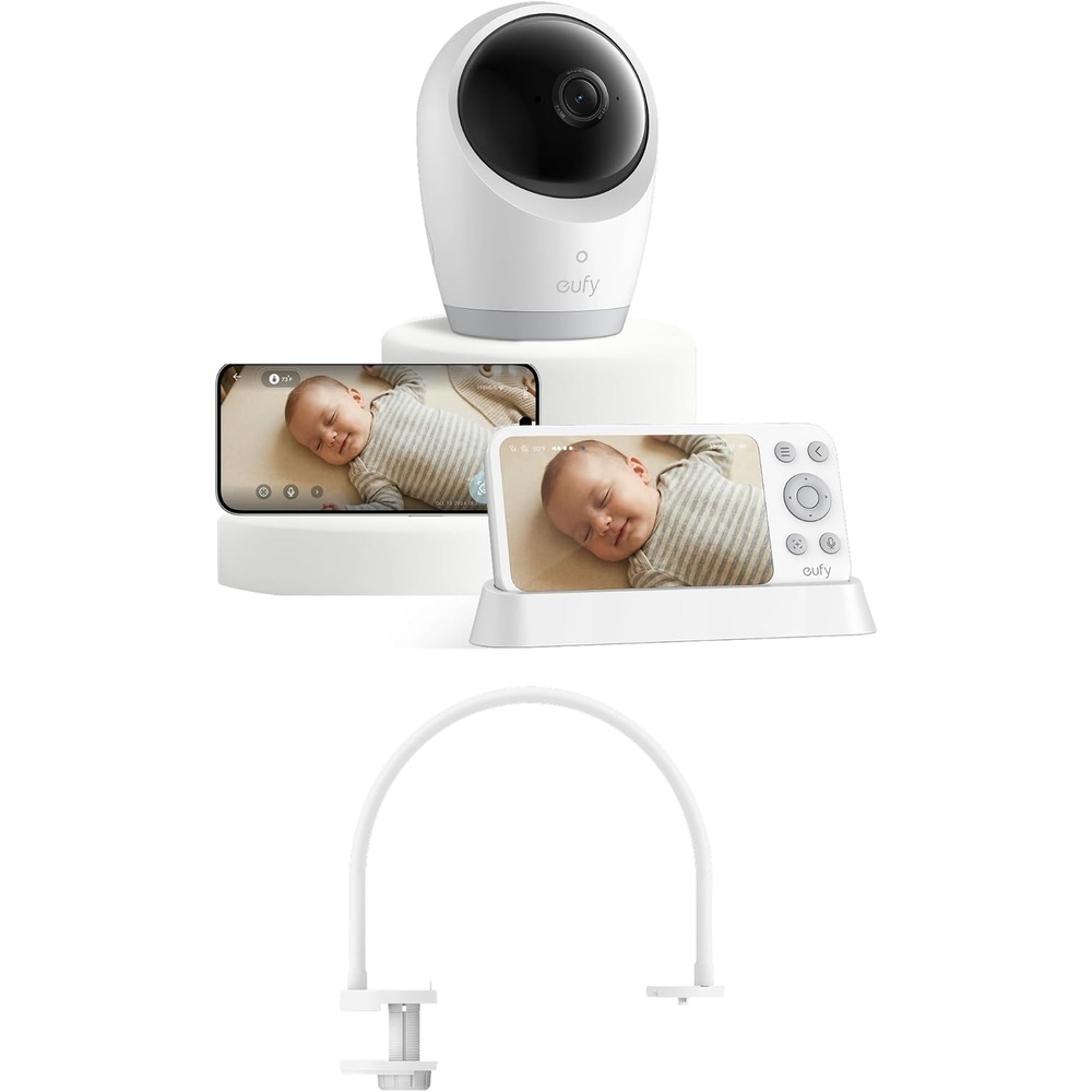 image:imageeufy Security E21 Baby Monitor with Baby Monitor Crib Mount 4K UHD Camera 5 720p Screen PanTilt and 8 Zoom Dual WiFiLocal Connection 247 App Recording