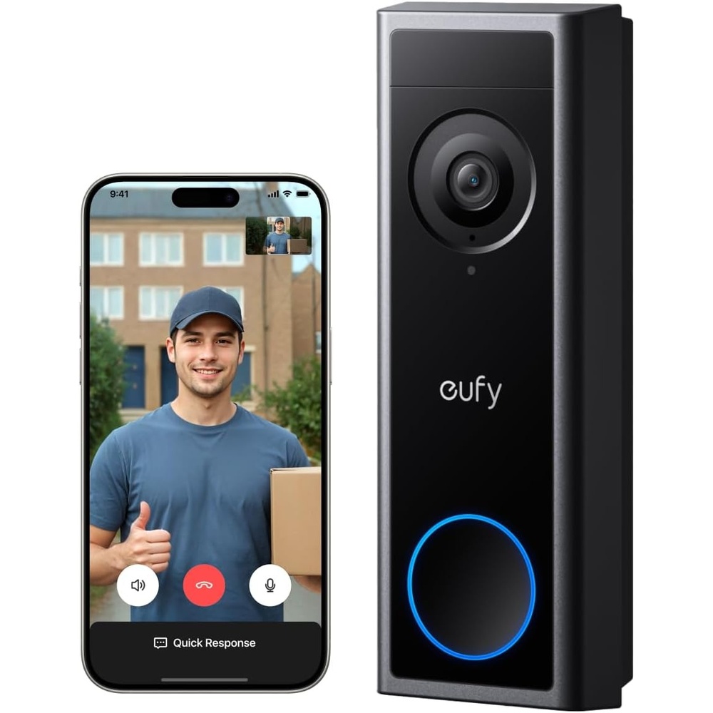 image:imageeufy Security Video Doorbell Camera C31 Kit with Extra Battery Pack  2K FHD dual power live video call 247 recording human and motion detection HomeBase S380 compatible no monthly feeBattery Only 2K