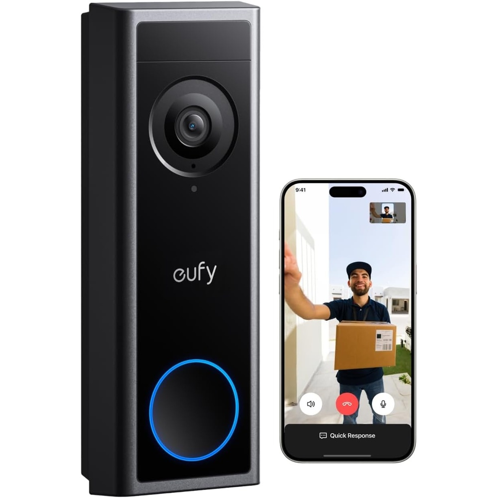 image:imageeufy Security Video Doorbell Camera C31 Kit with Extra Battery Pack  2K FHD dual power live video call 247 recording human and motion detection HomeBase S380 compatible no monthly feeBatteryWired 2K
