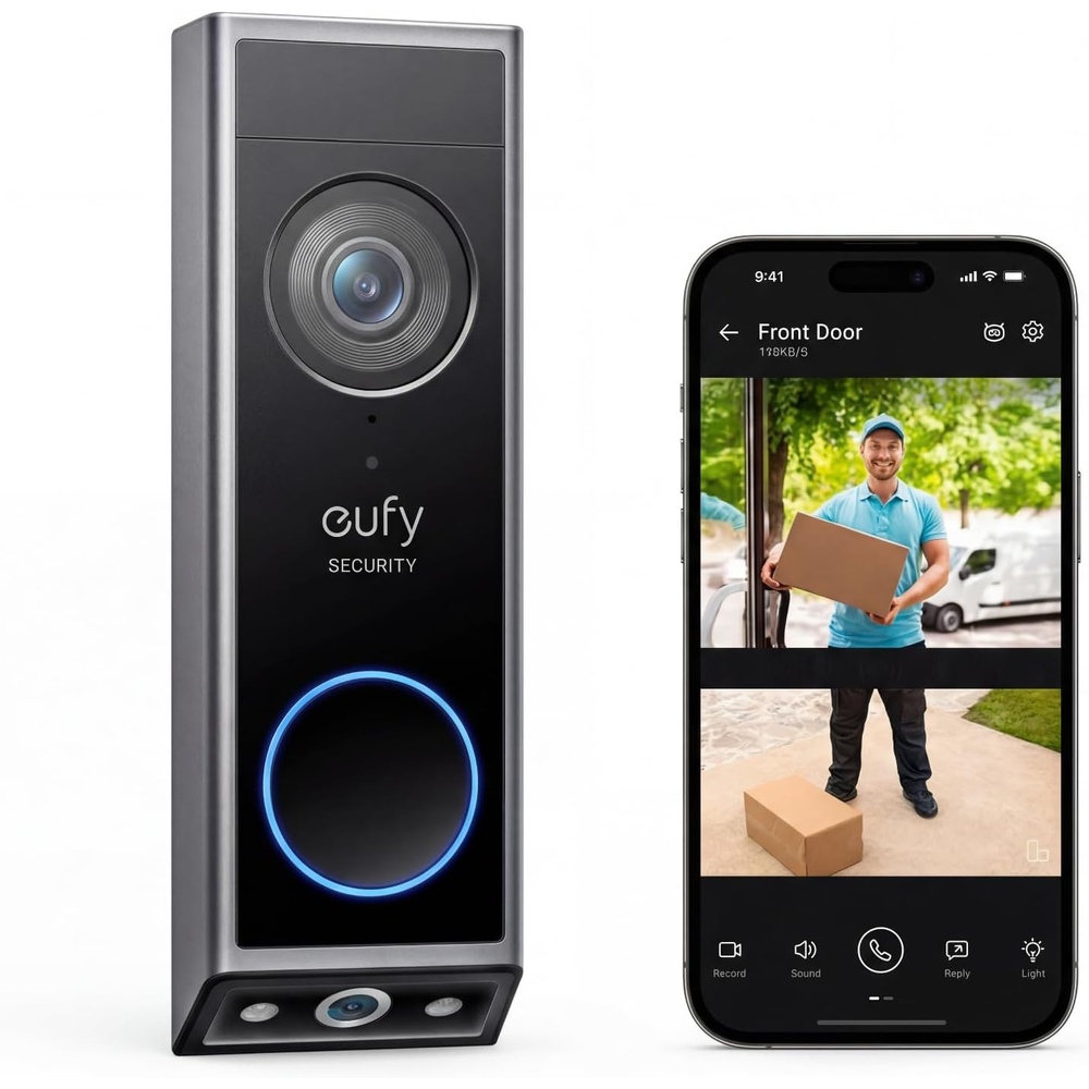 image:imageeufy Security Video Doorbell E340 Kit No Subscription Dual Cameras HeadtoToe View 2K FHDDoorbell Camera Wireless amp Wired Color Night Vision TwoWay Talk AI Motion Detection Builtin 8GBBatteryWired