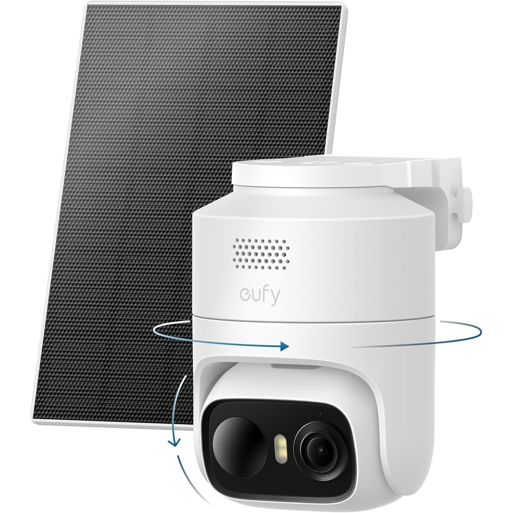 image:imageeufy Security eufyCam C37 Security Cameras Wireless Outdoor 360 Pan amp Tilt AI Tracking 2K Solar Camera HumanPetVehicle Detection Flexible Solar Panel Color Night Vision No Subscriptionsolo