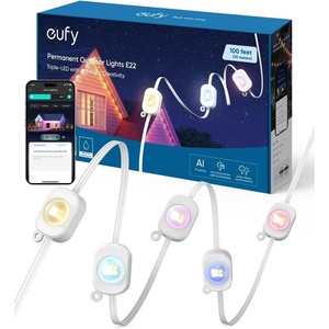 eufy Permanent Outdoor Lights E22, 100ft+ 50ft kit (Total 150ft) with 90 Triple-LED Lights, Smart RGBWW, Up to IP67 Waterproof, AI Lighting Themes for Halloween, Christmas, Links with Cameras, White(White)
