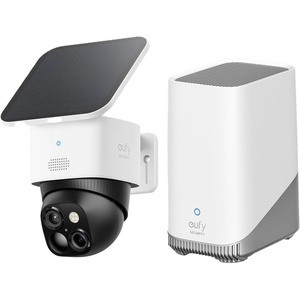 eufy Security 3K Dual Camera, SoloCam S340 with HomeBase S380, Solar Security Cameras Wireless Outdoor, Cameras for Home Security, 360°Coverage, Pan & Tilt, No Blind Spots, No Monthly Fee.