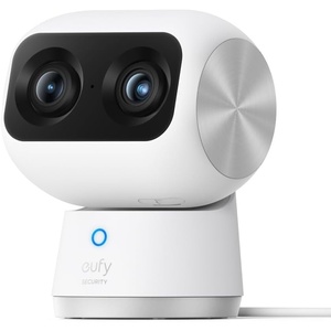 eufy Security 4K Indoor Cam S350, No Subscription, Dual Cameras, 8× Zoom, 360° Coverage, Works as a Pet Camera, Nanny/Senior/Baby Monitor, AI Auto-Tracking, Human/Pet/Cry Detection, 2.4/5 GHz Wi-Fi(1-Pack)