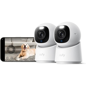 eufy Security 4K Indoor Camera E30-No Subscription,Work as Pet Camera,Nanny/Baby Monitor,Pan&Tilt,AI Auto Tracking,AI Detection,24/7 Recording,Color Night Vision,Two-Way Audio,Works with HomeKit(2-Pack White)