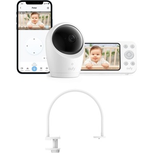 eufy Security Baby Monitor E20 with 2K HD Camera & Crib Mount, 5” 720p Display, Hybrid Wi-Fi & No Wi-Fi Connection, Pan-Tilt, 4X Zoom, Portable Camera with Built-in Battery