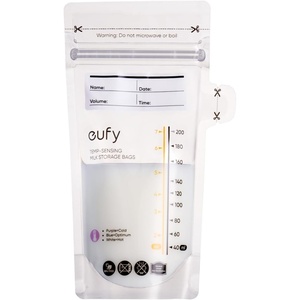 eufy Security Breast Milk Storage Bags, 7 oz, 120 Count, Leakproof | Disposable Freezer-Safe & Self-Standing Pouches. Temperature Sensing Color Change for Safe Breastfeeding. BPA-Free