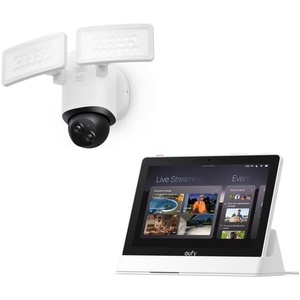 eufy Security Camera Floodlight Camera E340 Wired with Smart Display E10. Security Camera Outdoor, 360° PTZ, 24/7 Recording, 2000 LM, Motion Detection, Built-in Siren, Dual Cam, No Monthly Fee