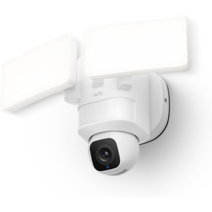 eufy Security Floodlight Camera E30, Security Camera Outdoor, 360° Pan and Tilt, AI Detection and Tracking, 2K Video, 2.4GHz Wi-Fi, 2,000 Lumens, Built-in Siren, 24/7 Recording，No Monthly Fee
