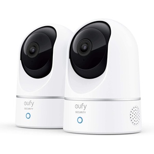 eufy Security Indoor Cam E220, Dog/Pet Camera, Pan and Tilt | 2K Wi-Fi Plug-in, Motion Tracking and Alerts, Night Vision, HomeBase 3/Mini/Prof S1 Compatible, Voice Assistant Support(2-Cam Kit)