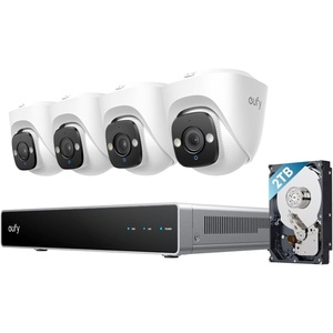eufy Security PoE NVR Security System E40,24/7 Recording,Up to 16CH, 2TB HDD, 8 4K Bullet Cams, Wired Outdoor Cam, 4K UHD, 122° FOV, Color Night Vision,AI Detection, Red and Blue Strobe(4 Turret Cams)