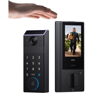 eufy Security Smart Lock FamiLock S3 Max with Palm Vein Recognition, Keyless Entry Front Door Lock, Wi-Fi Keypad Deadbolt+ 2K HDR Doorbell Camera, 16GB Built‑in Storage, BHMA 1, Rear Lock Video Screen(Palm Vein + Video + Rear Screen)