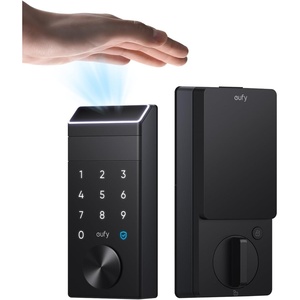eufy Security Smart Lock FamiLock S3 Max with Palm Vein Recognition, Keyless Entry Front Door Lock, Wi-Fi Keypad Deadbolt+ 2K HDR Doorbell Camera, 16GB Built‑in Storage, BHMA 1, Rear Lock Video Screen(Palm Vein)