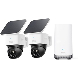eufy Security SoloCam S340 2-Cam Kit (HomeBase S380), Solar Security Camera, Wireless Outdoor Camera, 360° Pan and Tilt, No Blind Spots, No Monthly Fee, Built-in Local Storage (Up to 16TB)(2-Cam Kit)