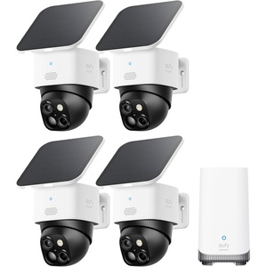 eufy Security SoloCam S340 2-Cam Kit (HomeBase S380), Solar Security Camera, Wireless Outdoor Camera, 360° Pan and Tilt, No Blind Spots, No Monthly Fee, Built-in Local Storage (Up to 16TB)(4-Cam Kit)