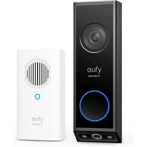 eufy Security Video Doorbell E340 Kit, No Subscription, Dual Cameras, Head-to-Toe View, 2K FHD,Doorbell Camera Wireless & Wired, Color Night Vision, Two-Way Talk, AI Motion Detection, Built-in 8GB(Battery/Wired Doorbell + Chime)