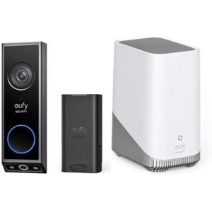 eufy Security Video Doorbell E340 with Extra Backup Battery and HomeBase S380, Uninterrupted Use with Rechargeable Battery, Dual Cameras, 2K Full HD, No Monthly Fee