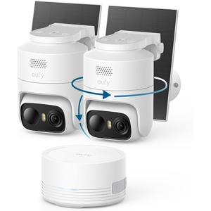 eufy Security eufyCam C37, Security Cameras Wireless Outdoor, 360° Pan & Tilt AI Tracking, 2K Solar Camera, Human/Pet/Vehicle Detection, Flexible Solar Panel, Color Night Vision, No Subscription(2-Cam Kit)
