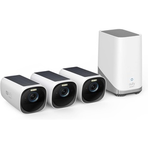 eufy Security eufyCam S330 (eufyCam 3) 4-Cam Kit, Security Camera Outdoor Wireless, 4K with Integrated Solar Panel, Face Recognition AI, Expandable Local Storage, Spotlight, No Monthly Fee(3 Camera Kit)