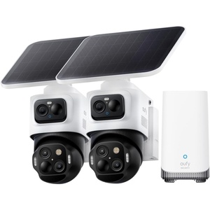eufy Security eufyCam S4, 4-Cam Kit, 4K Solar, 3-Lens PTZ | 360° Coverage, Cross-Cam Tracking, AI Facial Recognition, 8X Auto Zoom, No Monthly Fee, Expandable up to 16TB(2-Cam Kit)
