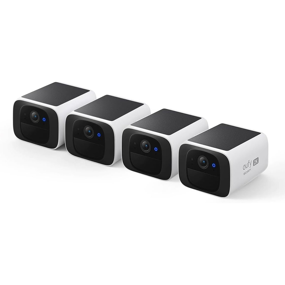 image:imageeufy Security S220 SoloCam 4Cam Pack Solar Charging Wireless Outdoor Camera Continuous Power 2K Resolution Day and Night Clarity 24 GHz WiFi No Monthly Fee Renewed