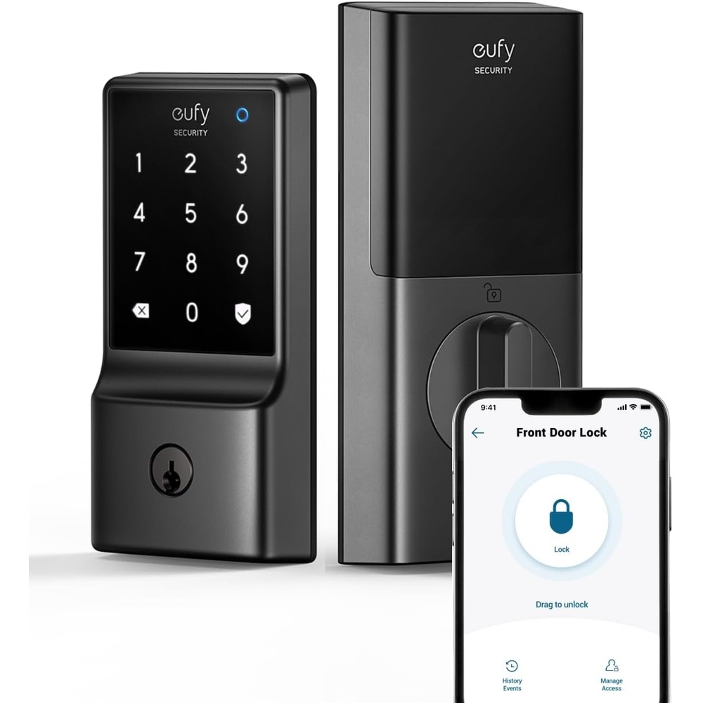 image:imageeufy Security Smart Lock C210 Keyless Entry Door Lock Builtin WiFi Deadbolt Smart Door Lock No Bridge Required Easy Installation Touchscreen Keypad App Remote Control 4 AA Batteries IncludedBlack