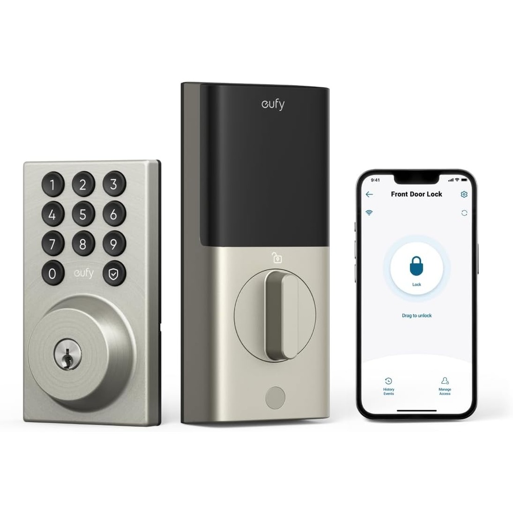 image:imageeufy Security Smart Lock C30 Keyless Entry Door Lock Builtin WiFi Keypad Deadbolt for Front Door No Bridge Required Easy Installation App Remote Control Reliable Power Traditional NickelNickel