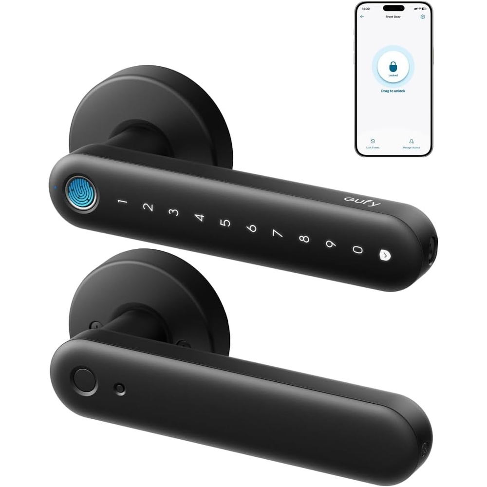 image:imageeufy Security Smart Lock FamiLock C32 Fingerprint Keyless Door Lock with HandleInterior Doors Builtin WiFi 24 GHz Only App Control Auto Lock 4 AA Batteries AlexaGoogleRekey Not Supported1