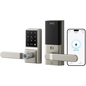 eufy Security Smart Lock C33, Keypad Door Lock with Handle, Fingerprint Door Knob, Keyless Entry Door Lock for Front Door and Bedrooms, Electronic Deadbolt, Wi-Fi, App Control, IP53 Waterproof, Black(Nickel)