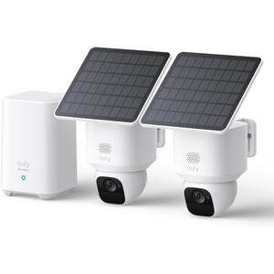 eufy Security SoloCam E30, 2-Cam Kit, 2K Solar Security Camera (Renewed) | 360° Coverage, Pan & Tilt, AI Tracking, 2K Clarity, No Monthly Fee, Built-in Local Storage (Up to 16TB)
