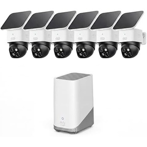 eufy Security SoloCam S340, 6-cam kit, Solar Security Cameras Wireless Outdoor, 360° Pan & Tilt Surveillance, No Blind Spots, 2.4 GHz Wi-Fi, No Monthly Fee