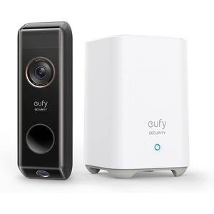 eufy Security Video Doorbell Dual Camera (Battery-Powered) with HomeBase, Wireless Doorbell Camera, Dual Motion and Package Detection, 2K HD, No Monthly Fee, 16GB Local Storage (Renewed)