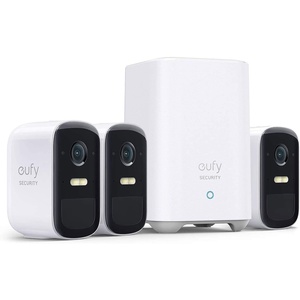 eufy Security, eufyCam 2C Pro 3-Cam Kit, Wireless Home Security System with 2K Resolution, 180-Day Battery Life, HomeKit Compatibility, IP67, Night Vision, and No Monthly Fee. (Renewed)