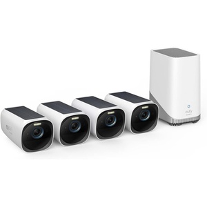 eufy Security eufyCam 3 4-Cam Kit,Security Camera Outdoor Wireless,4K Camera with Integrated Solar Panel, Forever Power,Face Recognition AI,Expandable Local Storage,Spotlight, 2.4 GHz Wi-Fi(Renewed)